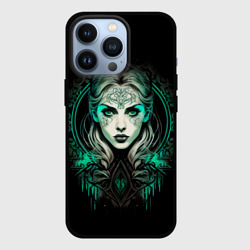 Чехол для iPhone 13 Pro Готическая ведьма на чёрном фоне