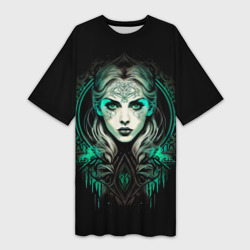Платье-футболка 3D Готическая ведьма на чёрном фоне