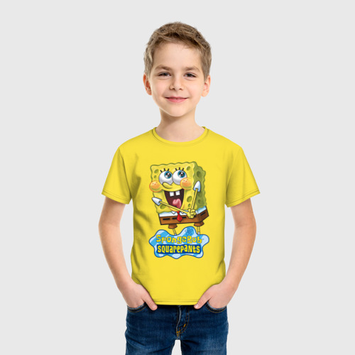 Детская футболка хлопок Shy Bob, цвет желтый - фото 3