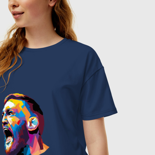 Женская футболка хлопок Oversize Conor color, цвет темно-синий - фото 3