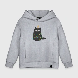 Детское худи Oversize хлопок Котик притворился ёлочкой