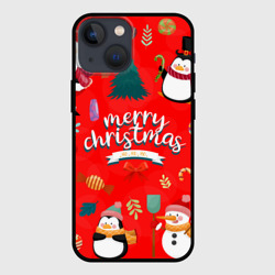 Чехол для iPhone 13 mini Merry christmas art