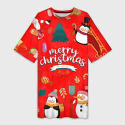 Платье-футболка 3D Merry christmas art