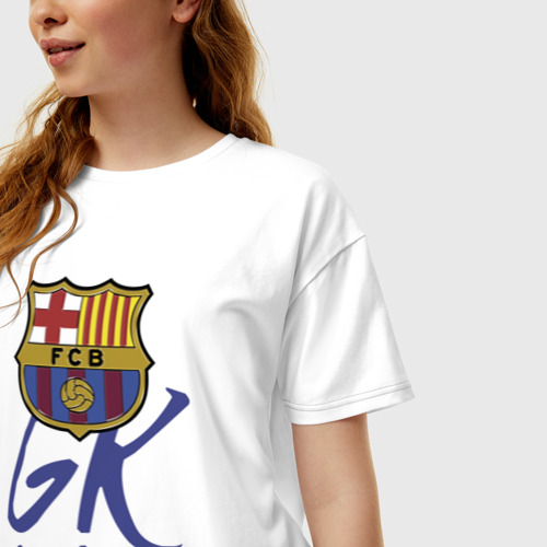 Женская футболка хлопок Oversize с принтом Barcelona - Spain - goalkeeper, фото на моделе #1