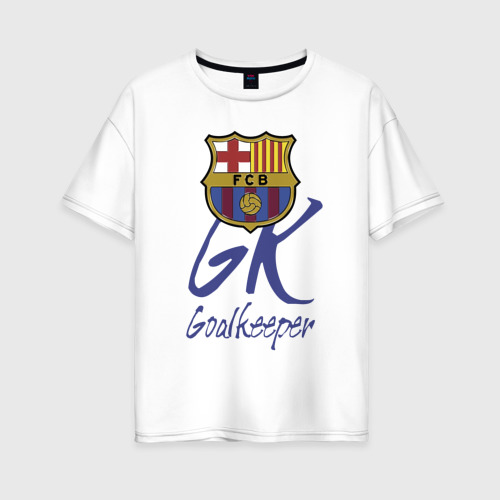 Женская футболка хлопок Oversize с принтом Barcelona - Spain - goalkeeper, вид спереди #2