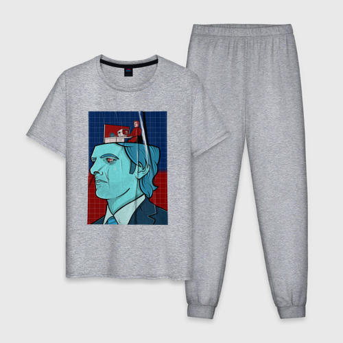 Мужская пижама хлопок с принтом Марк Скаут арт - Разделение, вид спереди #2