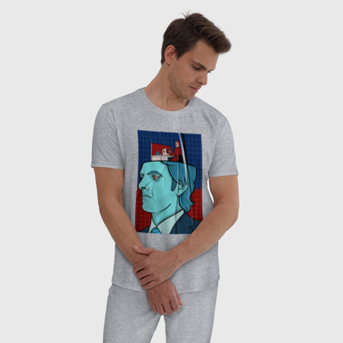 Мужская пижама хлопок с принтом Марк Скаут арт - Разделение, фото на моделе #1