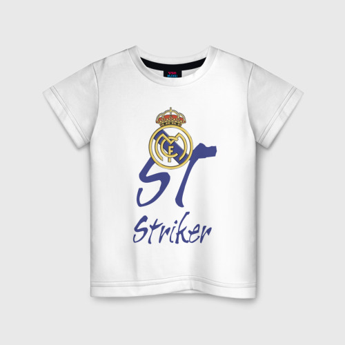 Детская футболка хлопок с принтом Real Madrid - Spain - striker, вид спереди #2
