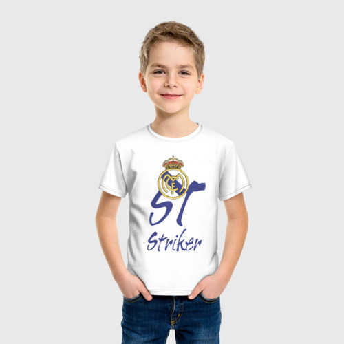 Детская футболка хлопок с принтом Real Madrid - Spain - striker, фото на моделе #1