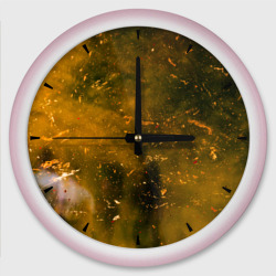 Чёрный туман и золотые краски – Настенные часы круглые с принтом купить