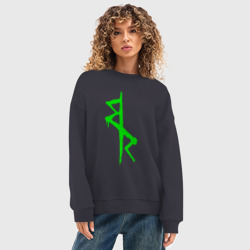 Женский свитшот oversize без начеса хлопок Logotype - Cyberpunk: Edgerunners - фото 2