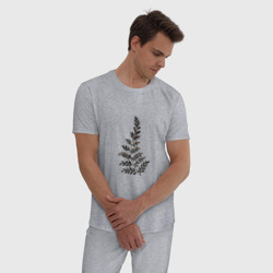 Мужская пижама хлопок Растение минимализм - фото 2