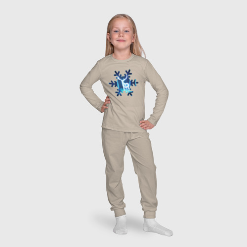 Детская пижама с лонгсливом хлопок Неоновый олень, цвет миндальный - фото 7