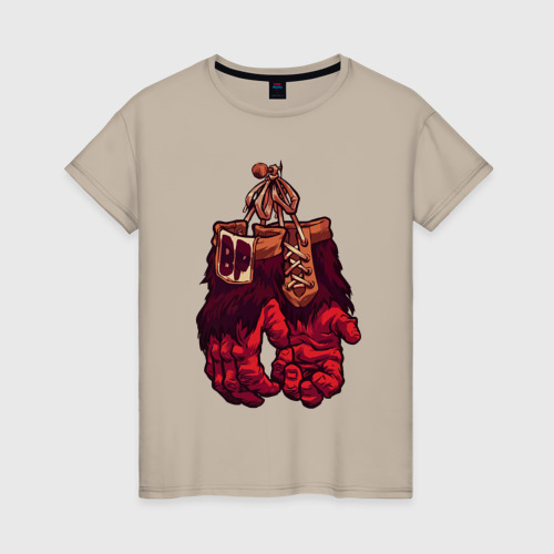 Женская футболка хлопок с принтом Beast pop boxing, вид спереди #2