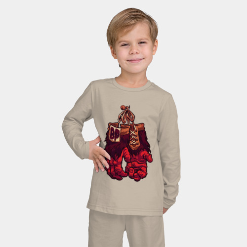 Детская пижама с лонгсливом хлопок с принтом Beast pop boxing, фото на моделе #1