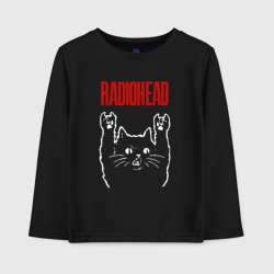 Детский лонгслив хлопок Radiohead рок кот