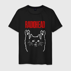 Мужская футболка хлопок Radiohead рок кот