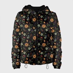 Уютные растения на чёрном фоне – Женская куртка 3D с принтом купить со скидкой в -10%