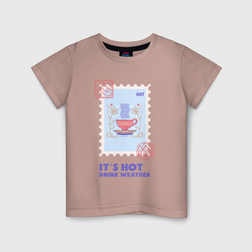 Детская футболка хлопок с принтом Это погода для горячих напитков!, вид спереди #2
