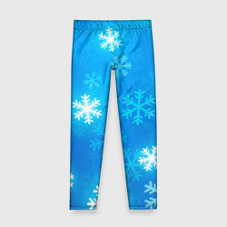 Детские леггинсы 3D Зима снежинки голубые паттерн