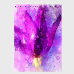 Сиреневый цветок акварелью – Скетчбук с принтом купить