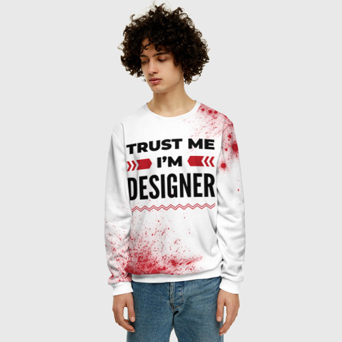 Мужской свитшот 3D Trust me I'm designer white, цвет белый - фото 3