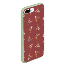 Чехол для iPhone 7Plus/8 Plus матовый Эстетика: праздничные олени на бордовом фоне - фото 2