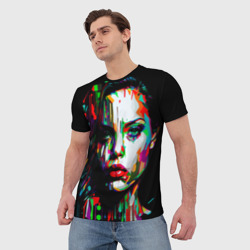 Мужская футболка 3D Анджелина Джоли - поп-арт - фото 2