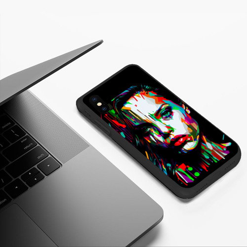 Чехол для iPhone XS Max матовый Анджелина Джоли - поп-арт, цвет черный - фото 5