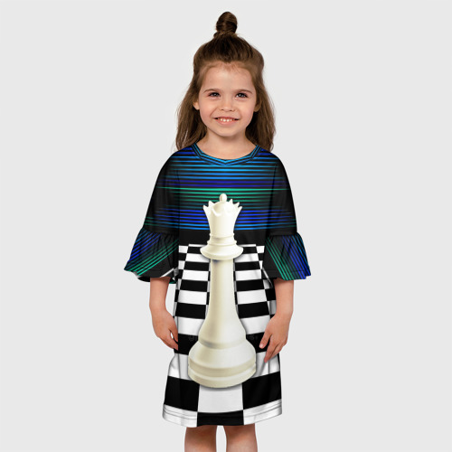 Детское платье 3D с принтом Белая королева, вид сбоку #3