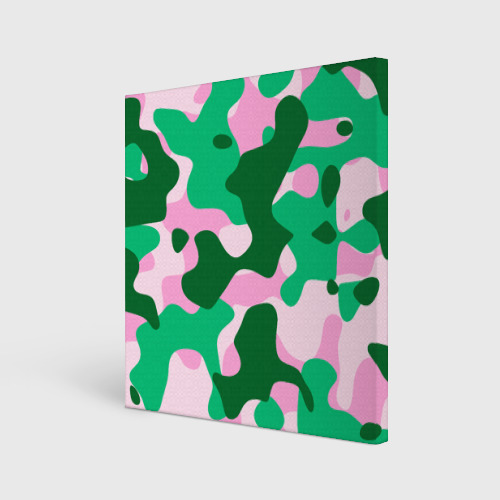 Холст квадратный Абстрактные зелёно-розовые пятна, цвет 3D печать
