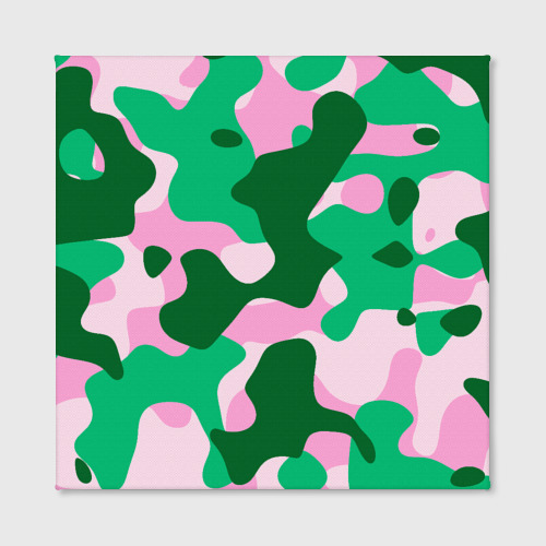 Холст квадратный Абстрактные зелёно-розовые пятна, цвет 3D печать - фото 2