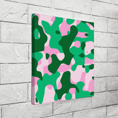 Холст квадратный Абстрактные зелёно-розовые пятна, цвет 3D печать - фото 3