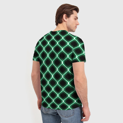 Мужская футболка 3D Зелёная неоновая сетка, цвет 3D печать - фото 4
