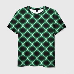 Мужская футболка 3D Зелёная неоновая сетка
