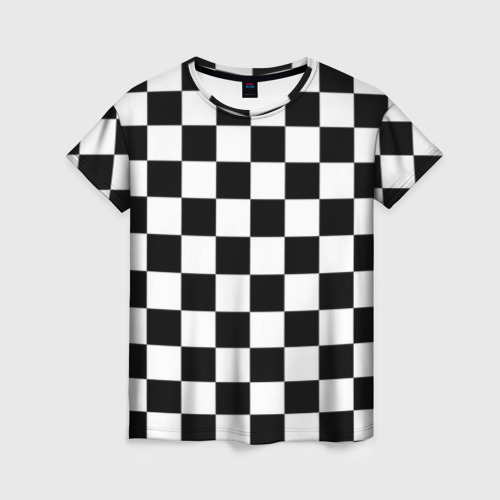 Женская футболка 3D с принтом Шахматные клетки - текстура, вид спереди #2