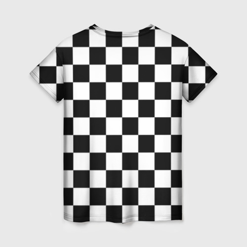 Женская футболка 3D с принтом Шахматные клетки - текстура, вид сзади #1