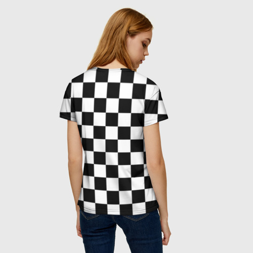 Женская футболка 3D с принтом Шахматные клетки - текстура, вид сзади #2