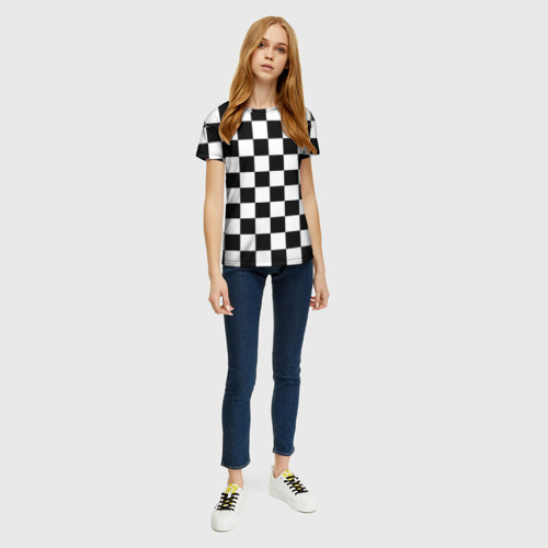 Женская футболка 3D с принтом Шахматные клетки - текстура, вид сбоку #3