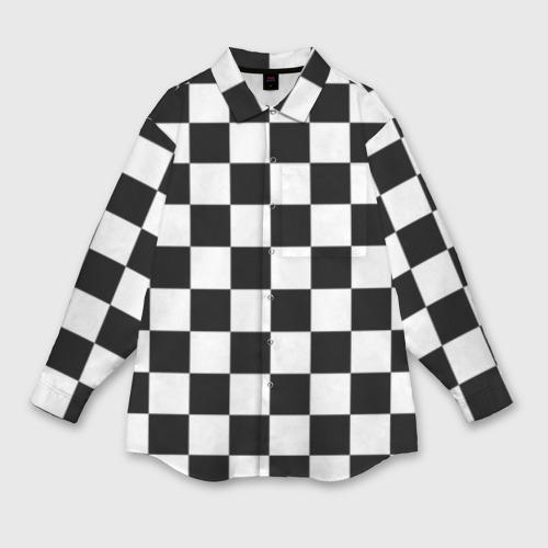 Мужская рубашка oversize 3D с принтом Шахматные клетки - текстура, вид спереди #2