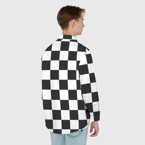 Мужская рубашка oversize 3D с принтом Шахматные клетки - текстура, вид сзади #2