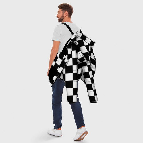 Мужская зимняя куртка 3D Шахматные клетки - текстура, цвет черный - фото 5