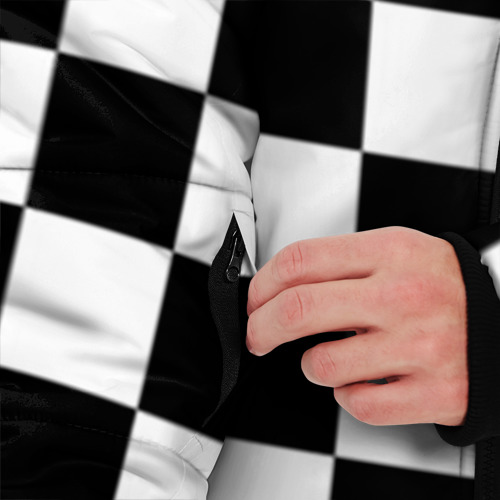Мужская зимняя куртка 3D Шахматные клетки - текстура, цвет черный - фото 6