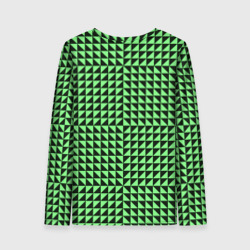 Лонгслив с принтом Чёрно-зелёная оптическая иллюзия для женщины, вид сзади №1. Цвет основы: белый