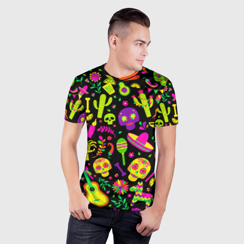 Мужская футболка 3D Slim Mexican motifs, цвет 3D печать - фото 3
