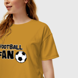 Женская футболка хлопок Oversize Фанат футбола надпись - фото 2