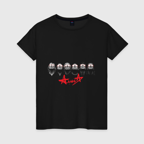 Женская футболка хлопок Rock band Алиса, цвет черный