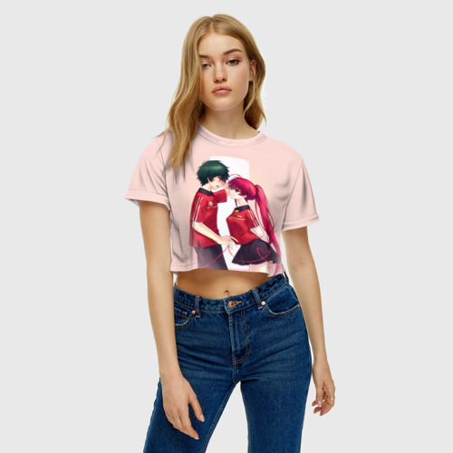 Женская футболка Crop-top 3D Повелитель тьмы на подработке - Эми и Садао - фото 3