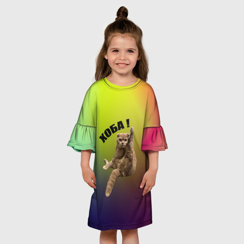Детское платье 3D с принтом Хоба кот, вид сбоку #3