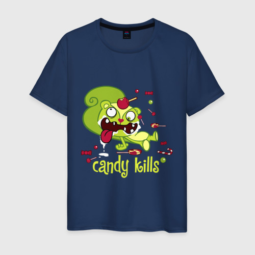 Мужская футболка из хлопка с принтом Nutty - candy kills, вид спереди №1